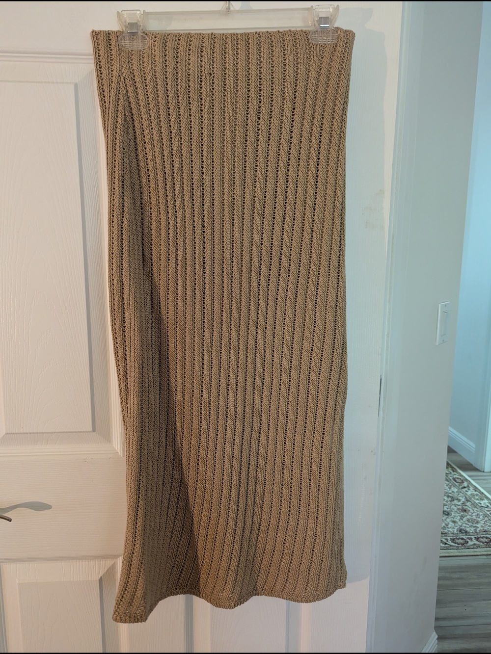 Lauren Ralph Lauren Beige Ribbed Maxi Skirt
